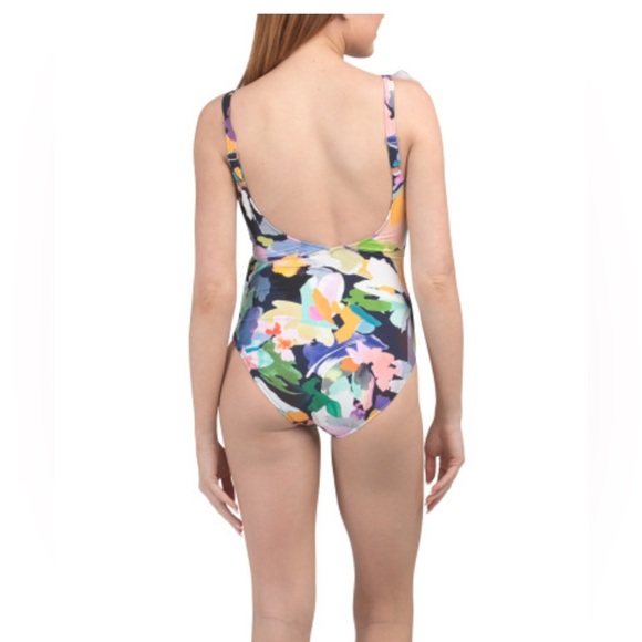 Profile by Gottex Holi V-Neck Surplice Ruffle One Piece Tummy Control Swimsuit - Picture 2 of 6